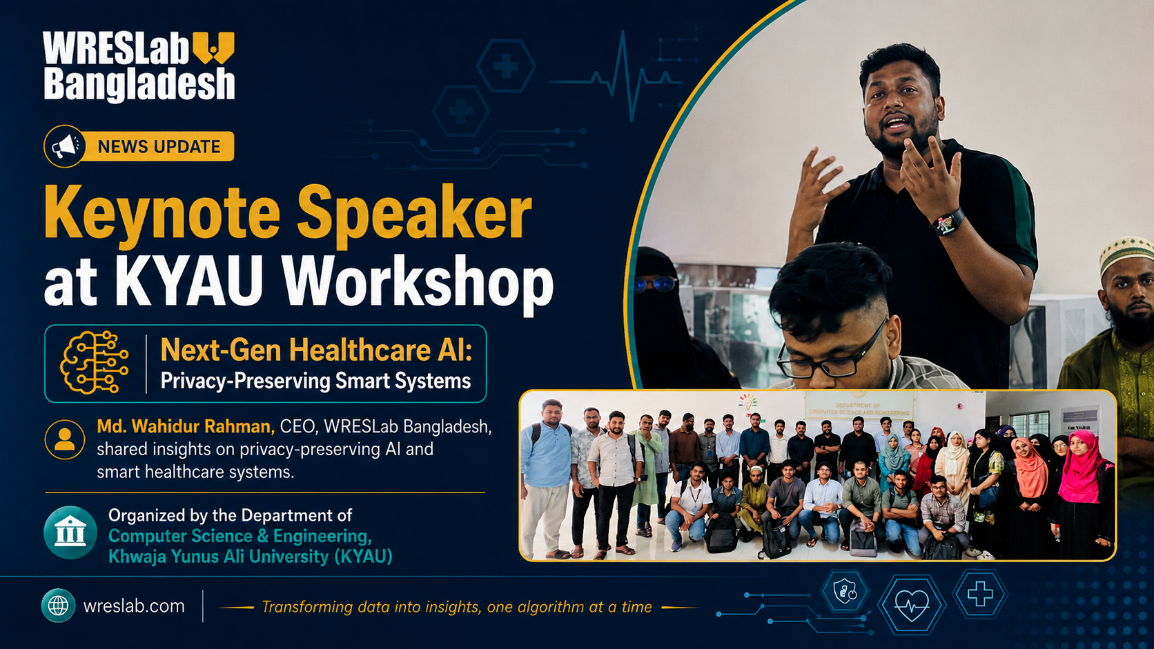 WRESLab Bangladesh CEO Serves as Keynote Speaker at KYAU Workshop on Next-Gen Healthcare AI